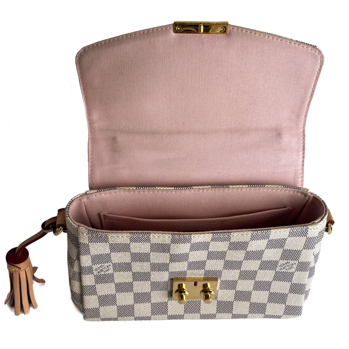Second hand Louis Vuitton Croisette Canvas 2 - Ways Top - handle Crossbody Damier Azur - Tabita Bags