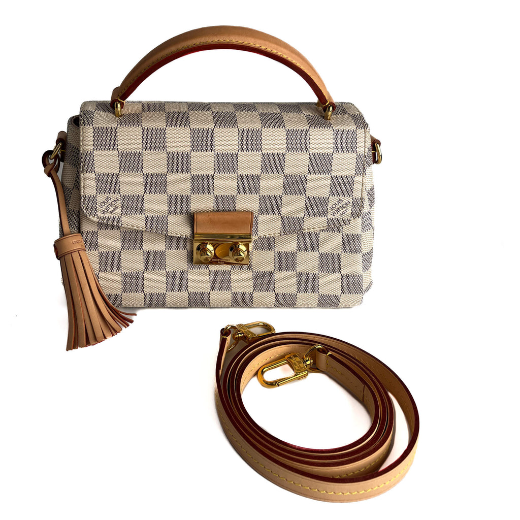 Second hand Louis Vuitton Croisette Canvas 2 - Ways Top - handle Crossbody Damier Azur - Tabita Bags