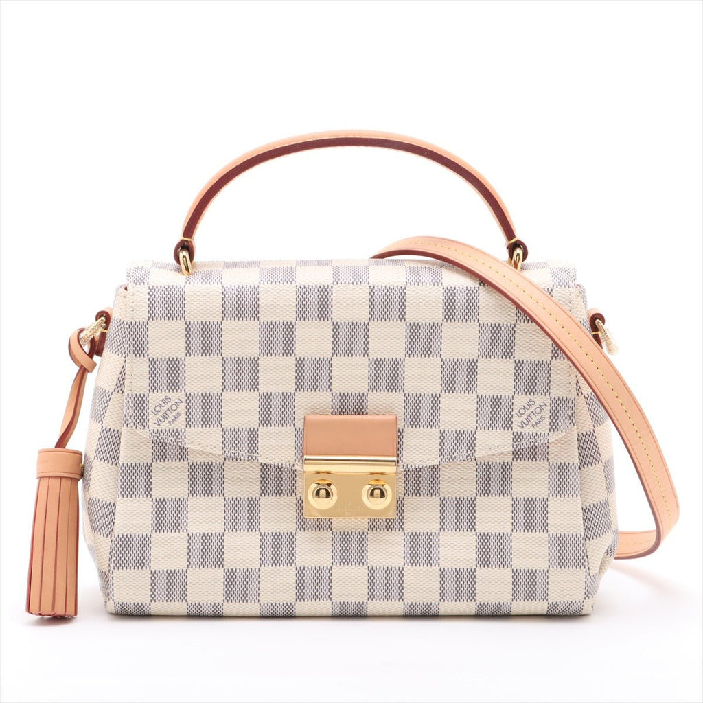Second hand Louis Vuitton Croisette Canvas Top-handle Crossbody Damier Azur - Tabita Bags