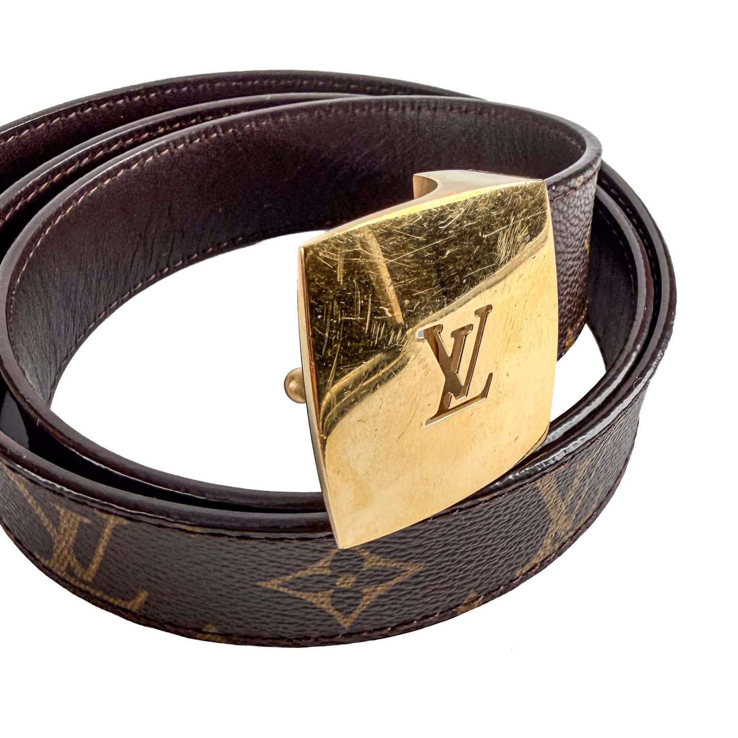 Second hand Louis Vuitton Cut 36 Canvas Wide Belt 90/36 Brown - Tabita Bags