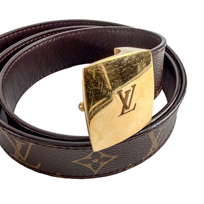 Second hand Louis Vuitton Cut 36 Canvas Wide Belt 90/36 Brown - Tabita Bags