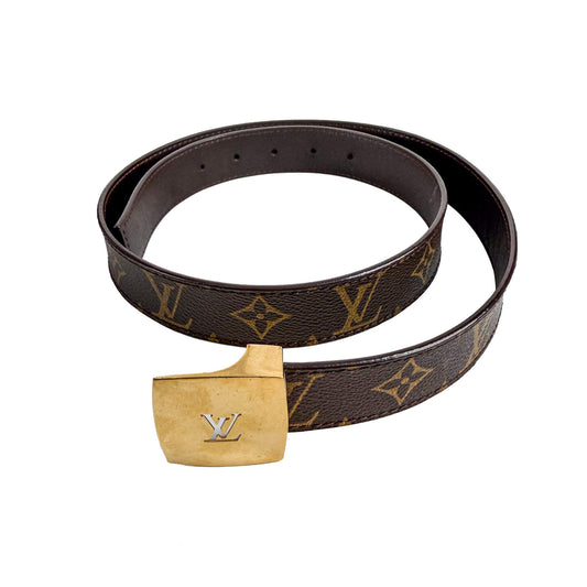 Second hand Louis Vuitton Cut 36 Canvas Wide Belt 90/36 Brown - Tabita Bags