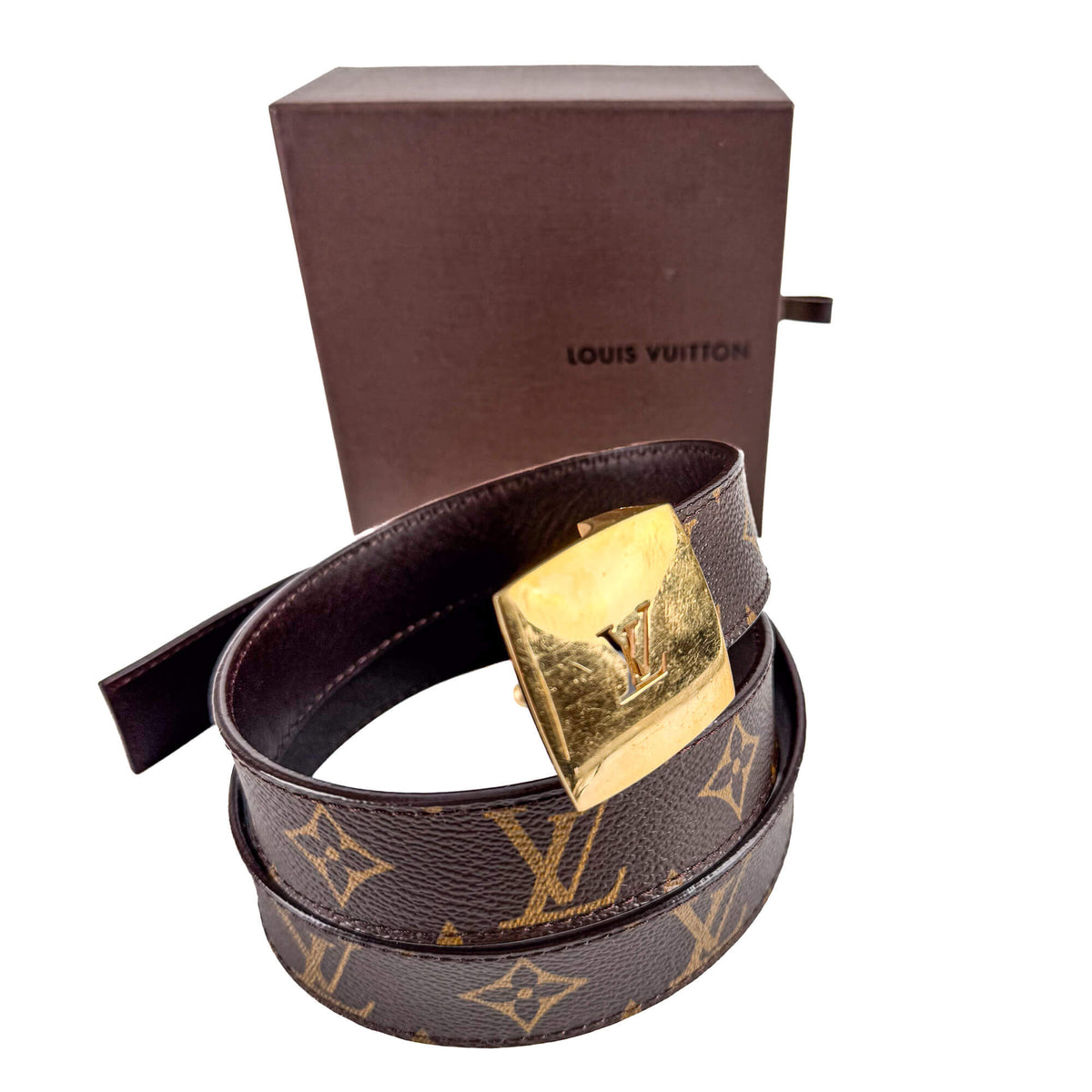 Second hand Louis Vuitton Cut 36 Canvas Wide Belt 90/36 Brown - Tabita Bags