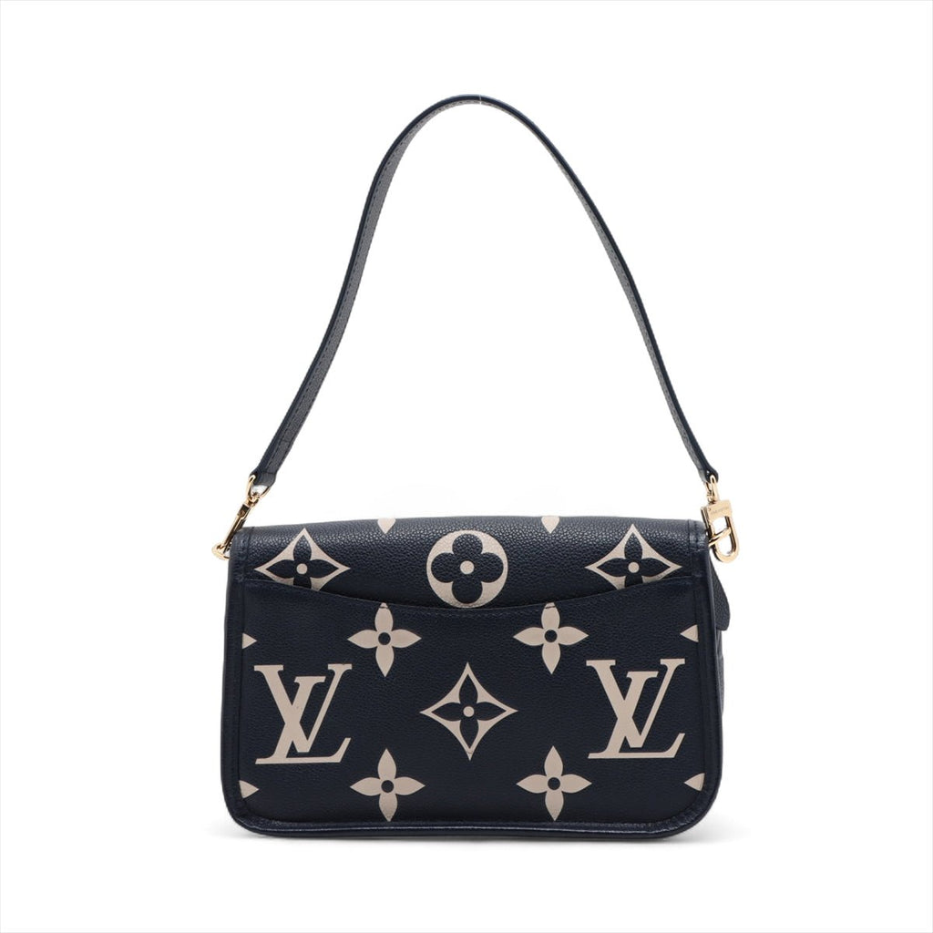 Second hand Louis Vuitton Diane Leather Monogram Giant Satchel Shoulder Bag Navy - Tabita Bags