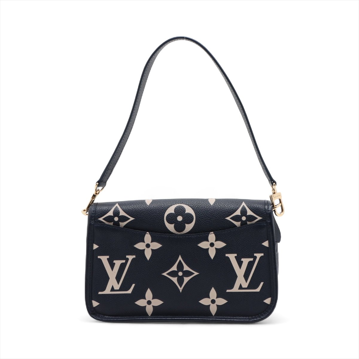 Second hand Louis Vuitton Diane Leather Monogram Giant Satchel Shoulder Bag Navy - Tabita Bags