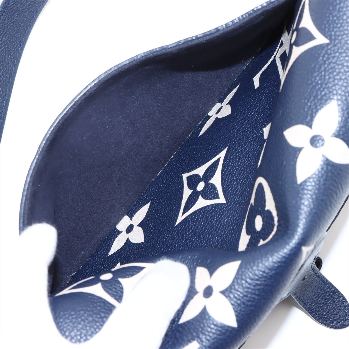 Second hand Louis Vuitton Diane Leather Monogram Giant Satchel Shoulder Bag Navy - Tabita Bags