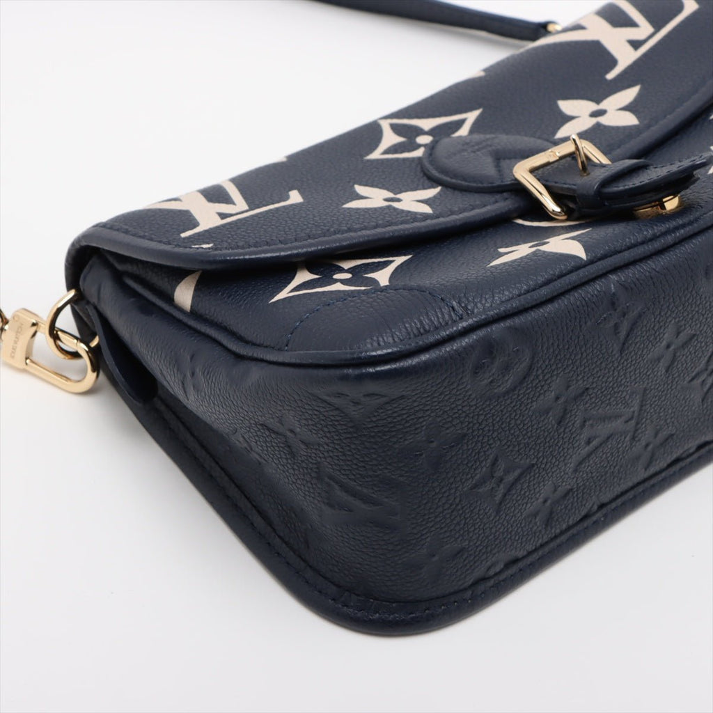Second hand Louis Vuitton Diane Leather Monogram Giant Satchel Shoulder Bag Navy - Tabita Bags