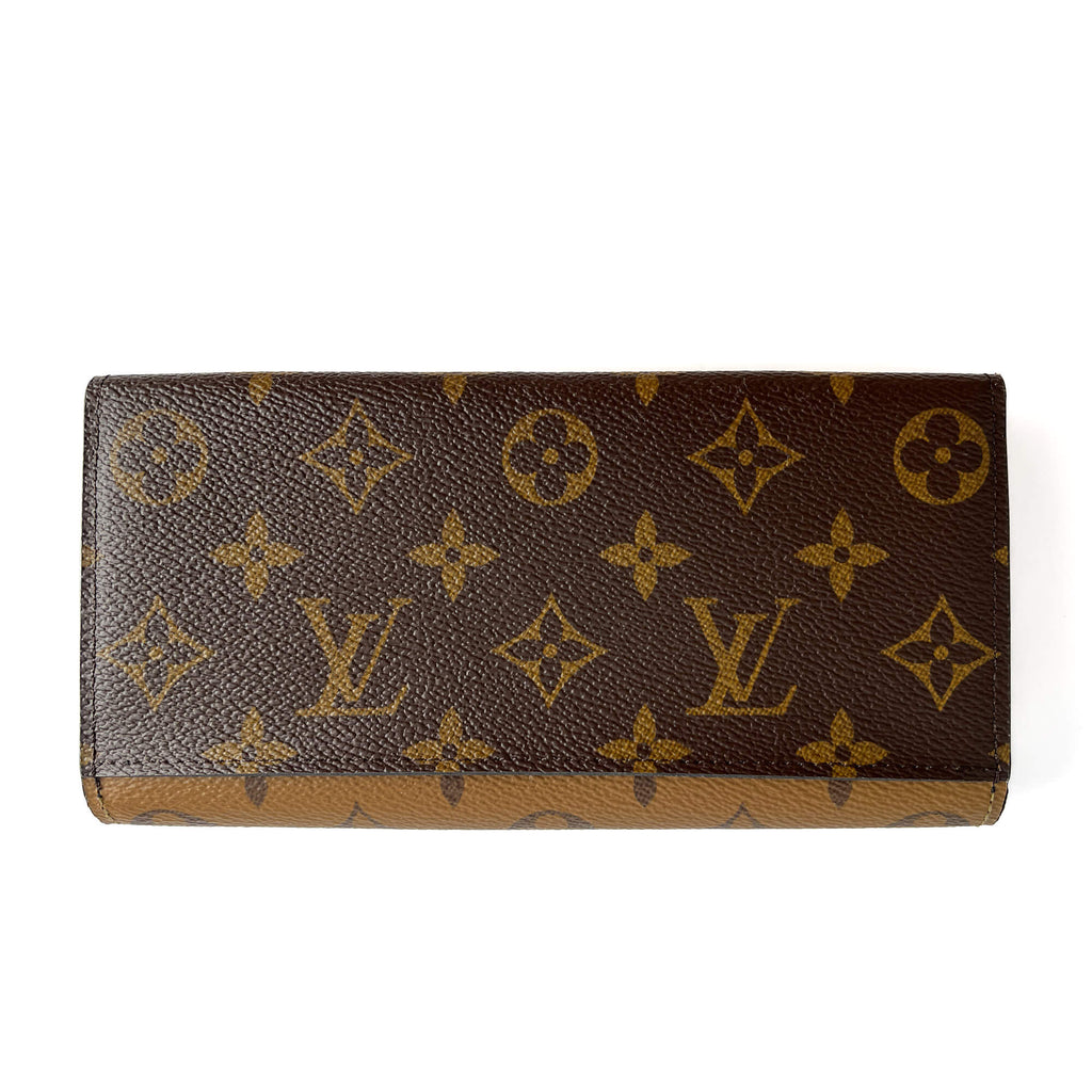 Second hand Louis Vuitton Emilie Long Canvas Envelope Wallet Monogram Reverse - Tabita Bags