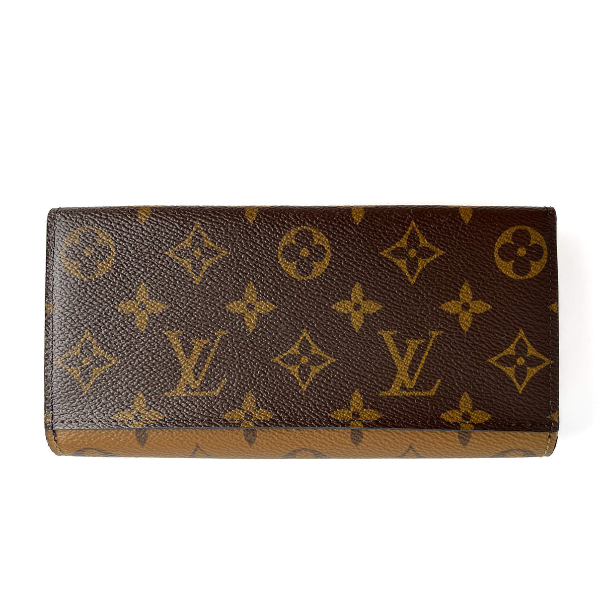 Second hand Louis Vuitton Emilie Long Canvas Envelope Wallet Monogram Reverse - Tabita Bags