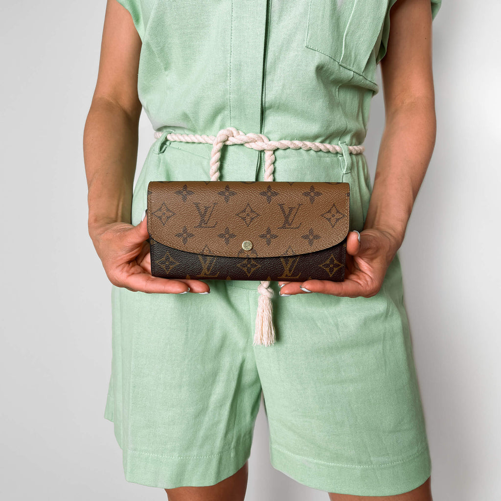 Second hand Louis Vuitton Emilie Long Canvas Envelope Wallet Monogram Reverse - Tabita Bags
