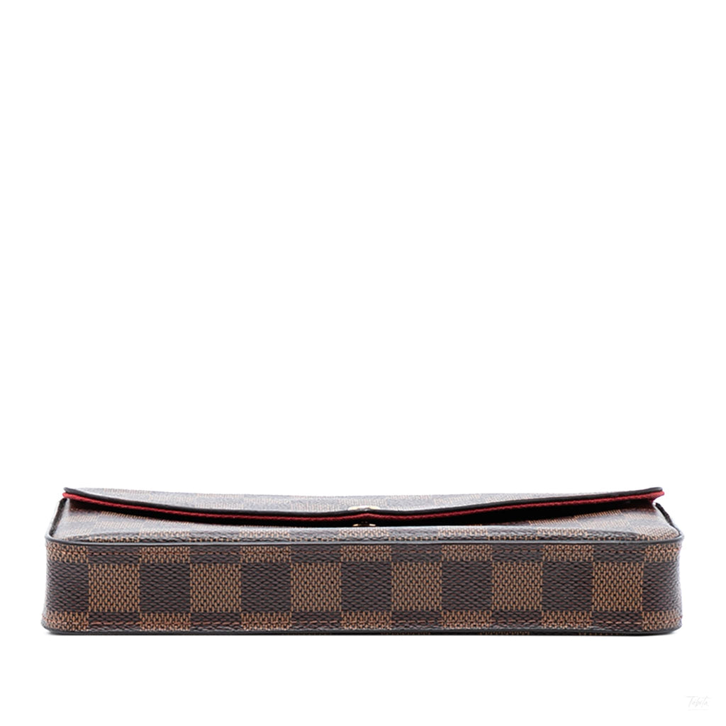 Second hand Louis Vuitton Felicie Canvas Pouch Clutch Brown - Tabita Bags