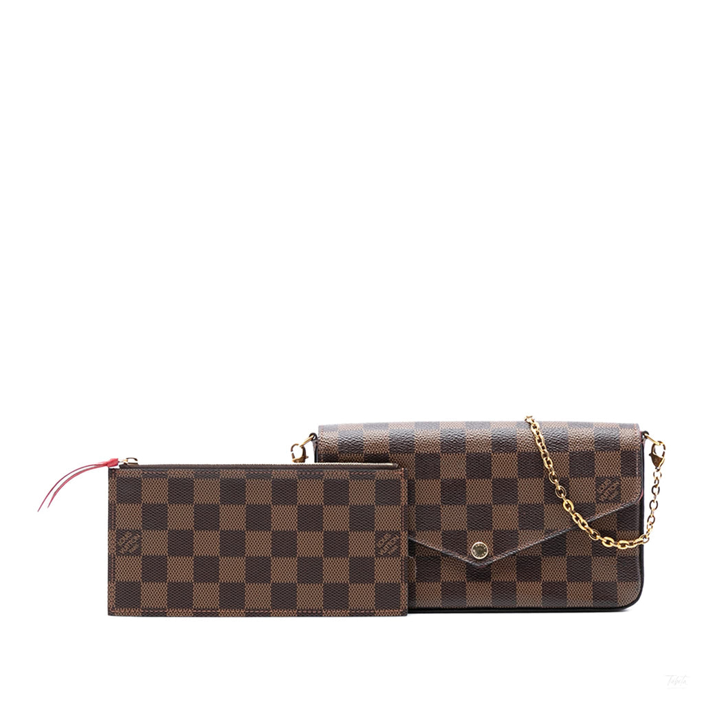 Second hand Louis Vuitton Felicie Canvas Pouch Clutch Brown - Tabita Bags