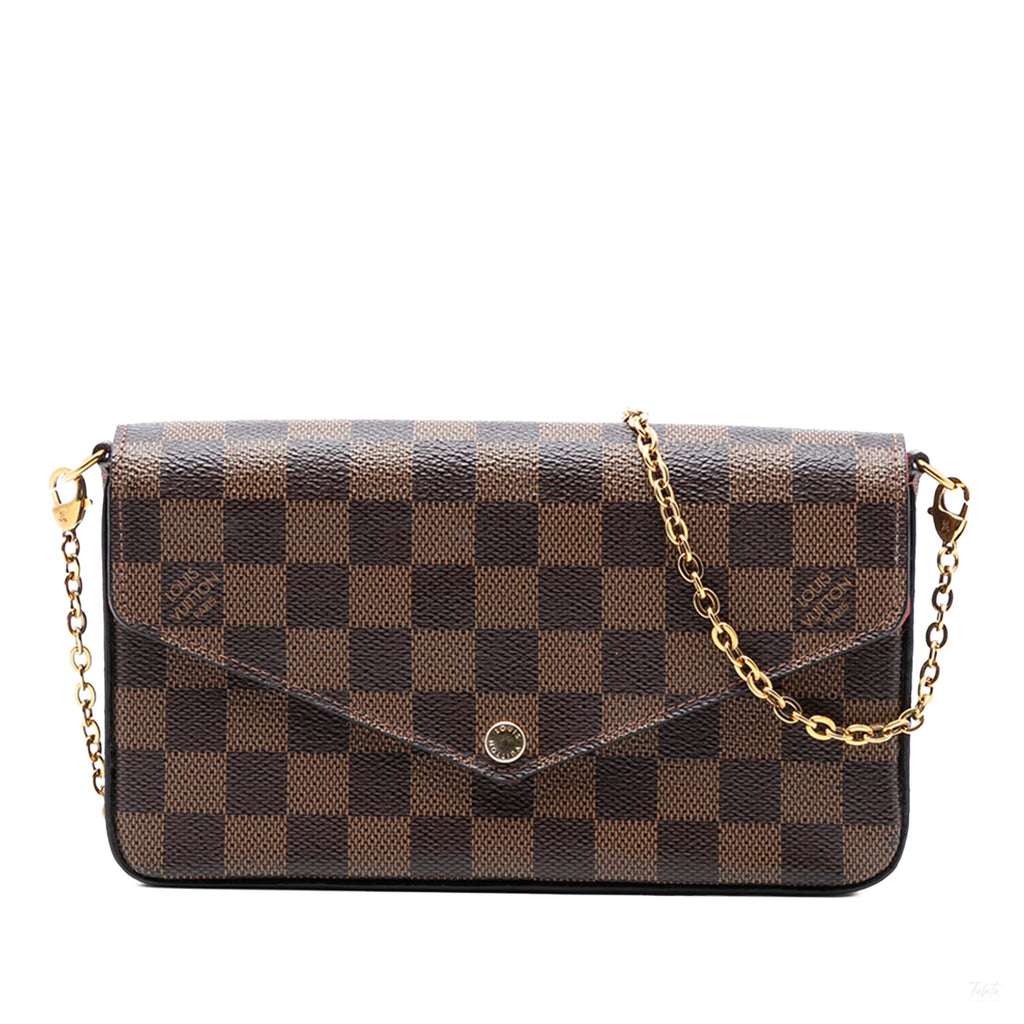 Second hand Louis Vuitton Felicie Canvas Pouch Clutch Brown - Tabita Bags