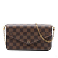 Second hand Louis Vuitton Felicie Canvas Pouch Clutch Brown - Tabita Bags