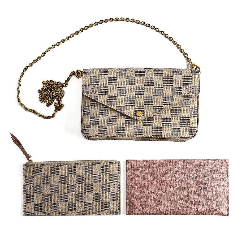 Second hand Louis Vuitton Felicie Canvas Pouch Clutch Damier Azur - Tabita Bags