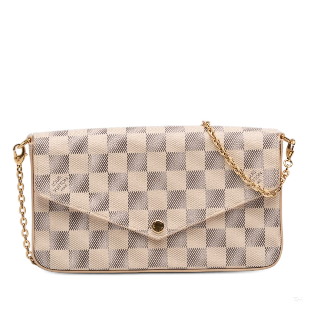 Second hand Louis Vuitton Felicie Canvas Pouch Clutch Damier Azur - Tabita Bags