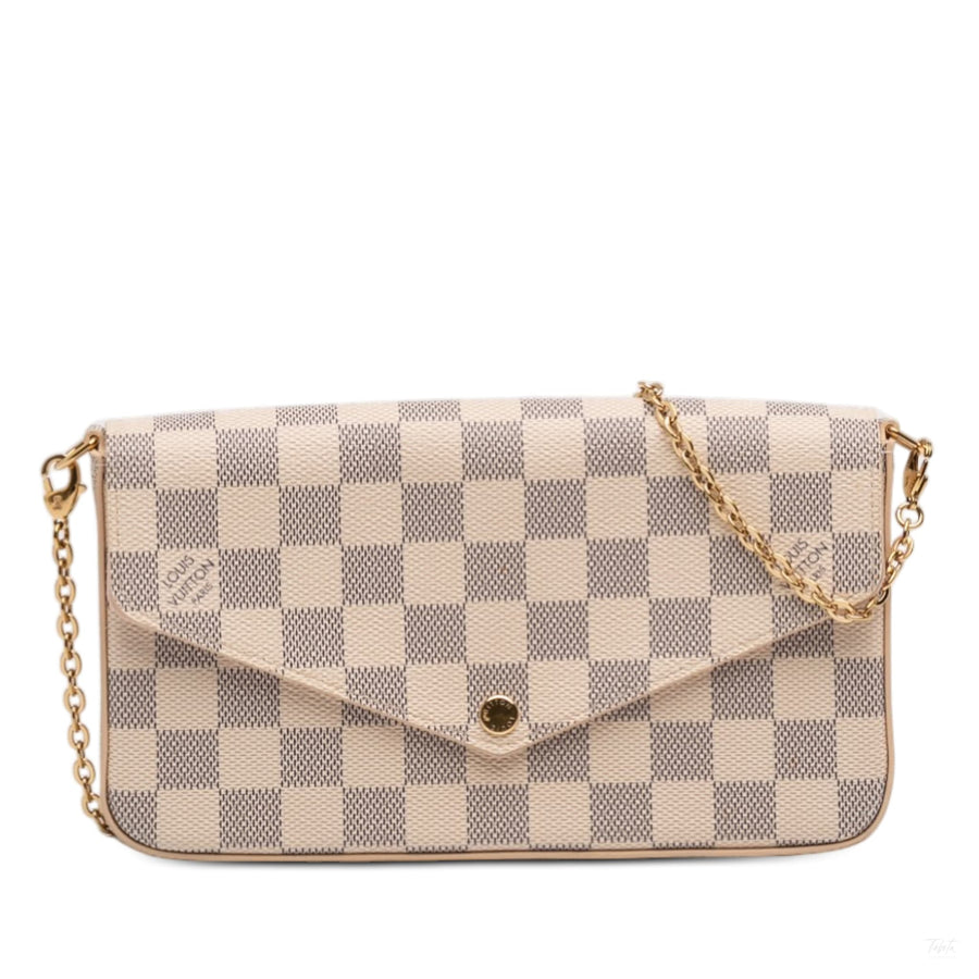 Second hand Louis Vuitton Felicie Canvas Pouch Clutch Damier Azur - Tabita Bags
