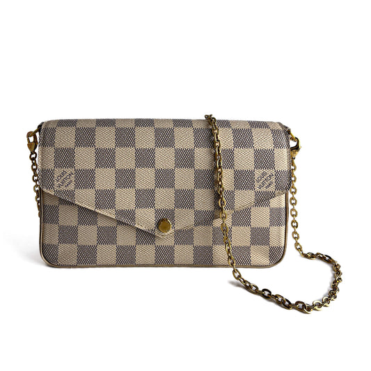 Second hand Louis Vuitton Felicie Canvas Pouch Clutch Damier Azur - Tabita Bags