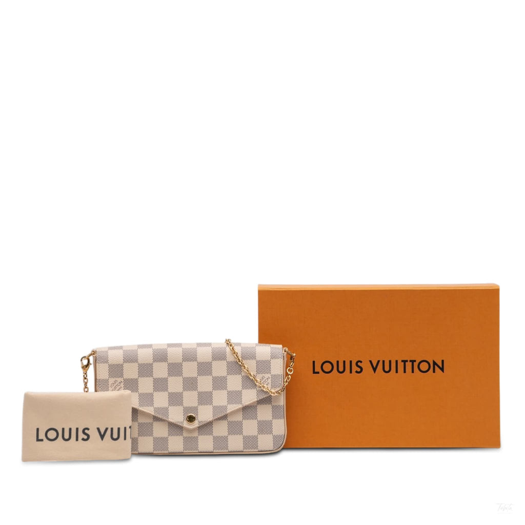 Second hand Louis Vuitton Felicie Canvas Pouch Clutch Damier Azur - Tabita Bags