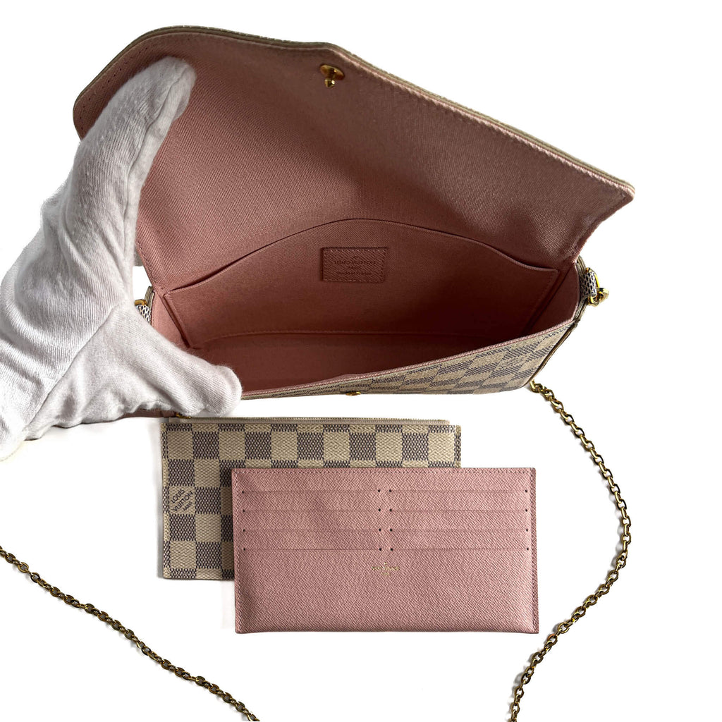 Second hand Louis Vuitton Felicie Canvas Pouch Clutch Damier Azur - Tabita Bags