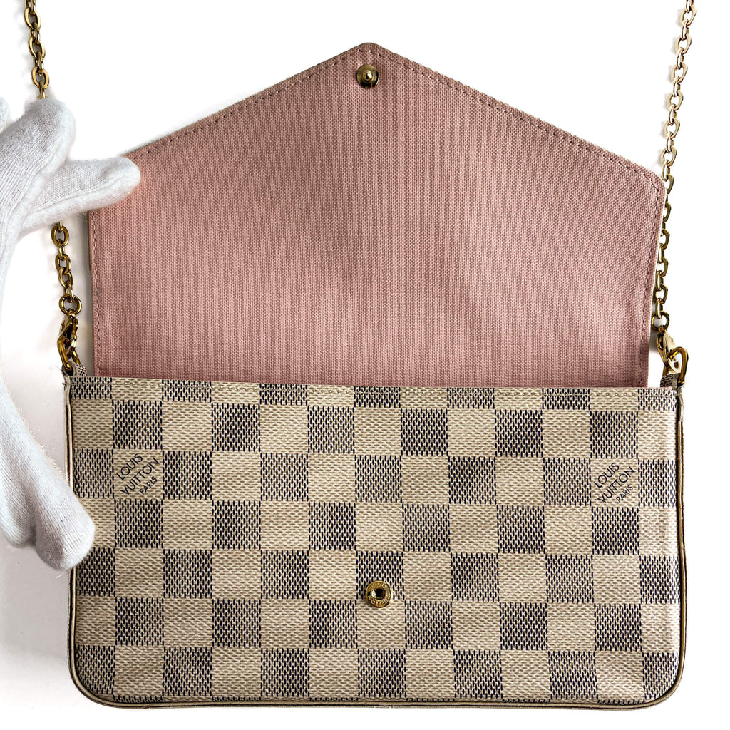 Second hand Louis Vuitton Felicie Canvas Pouch Clutch Damier Azur - Tabita Bags