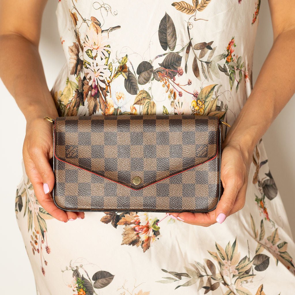 Second hand Louis Vuitton Felicie Canvas Pouch Clutch Damier Ebene - Tabita Bags