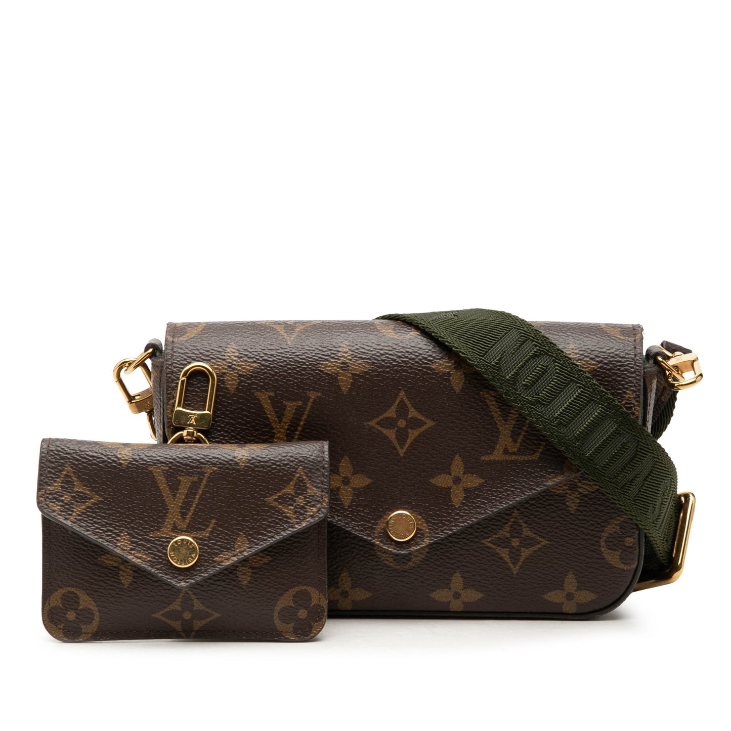 Second hand Louis Vuitton Felicie Canvas Strap And Go Pouch Clutch Brown - Tabita Bags