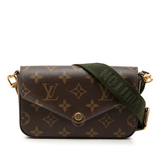 Second hand Louis Vuitton Felicie Canvas Strap And Go Pouch Clutch Brown - Tabita Bags