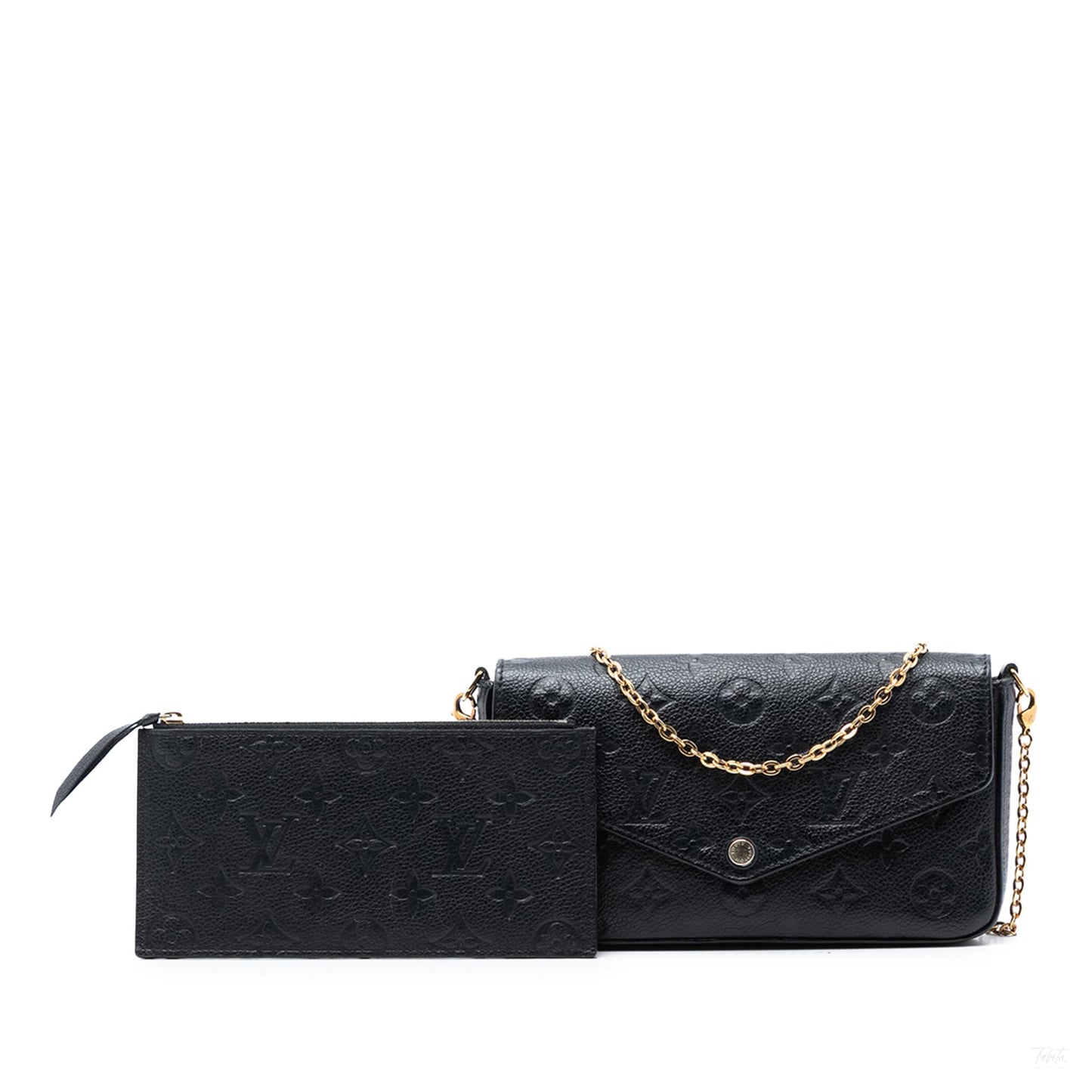 Second hand Louis Vuitton Felicie Leather Empreinte Pouch Clutch Black - Tabita Bags