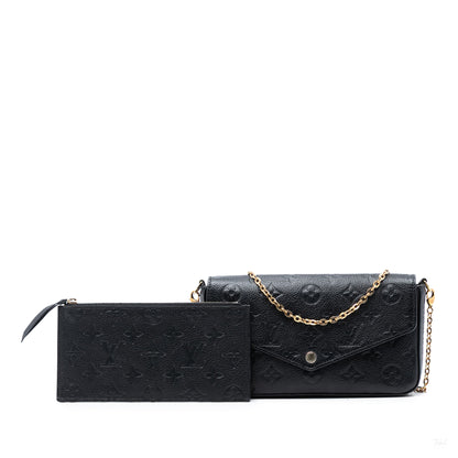 Second hand Louis Vuitton Felicie Leather Empreinte Pouch Clutch Black - Tabita Bags