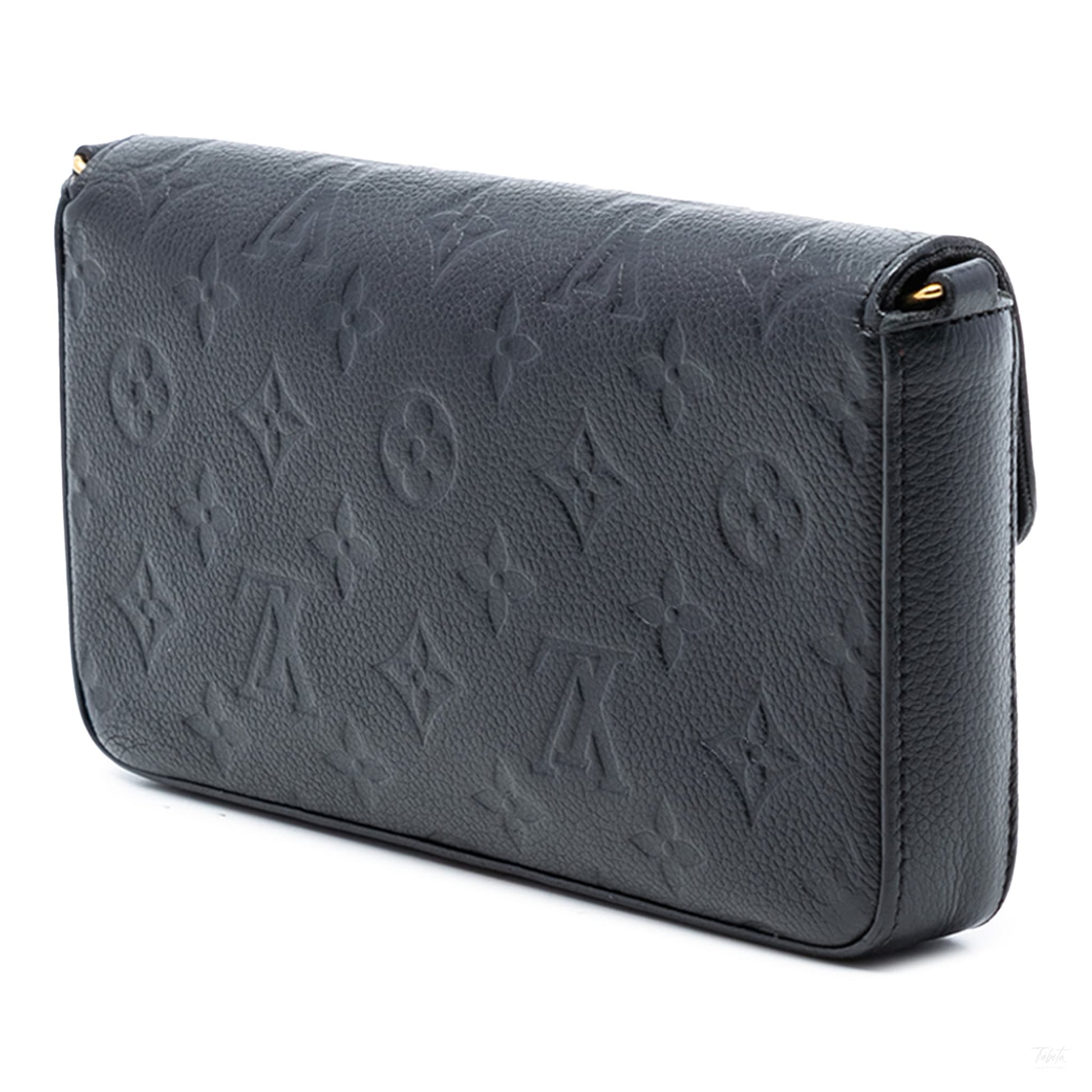Second hand Louis Vuitton Felicie Leather Empreinte Pouch Clutch Black - Tabita Bags