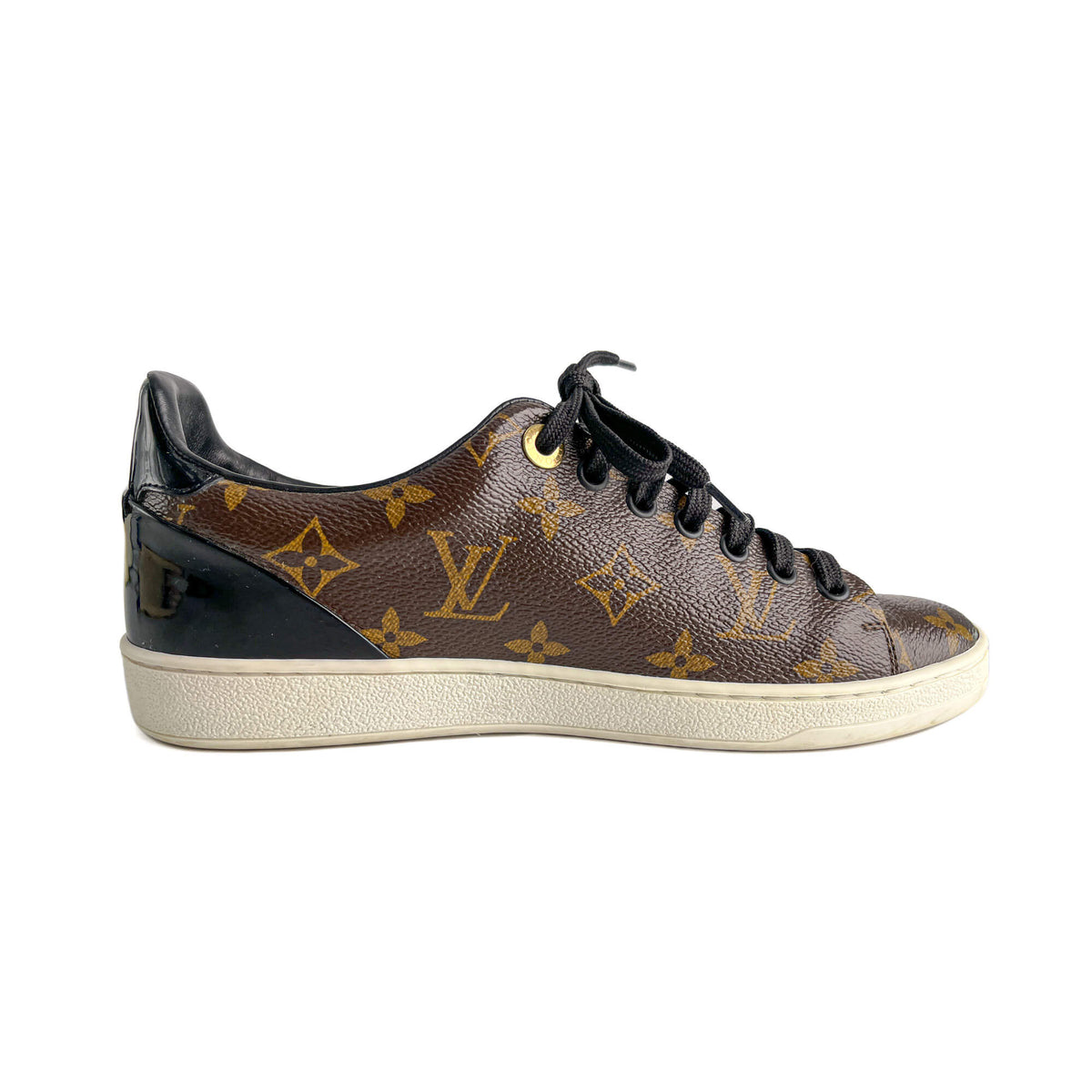 Second hand Louis Vuitton Frontrow Canvas Sneakers 38 Brown - Tabita Bags