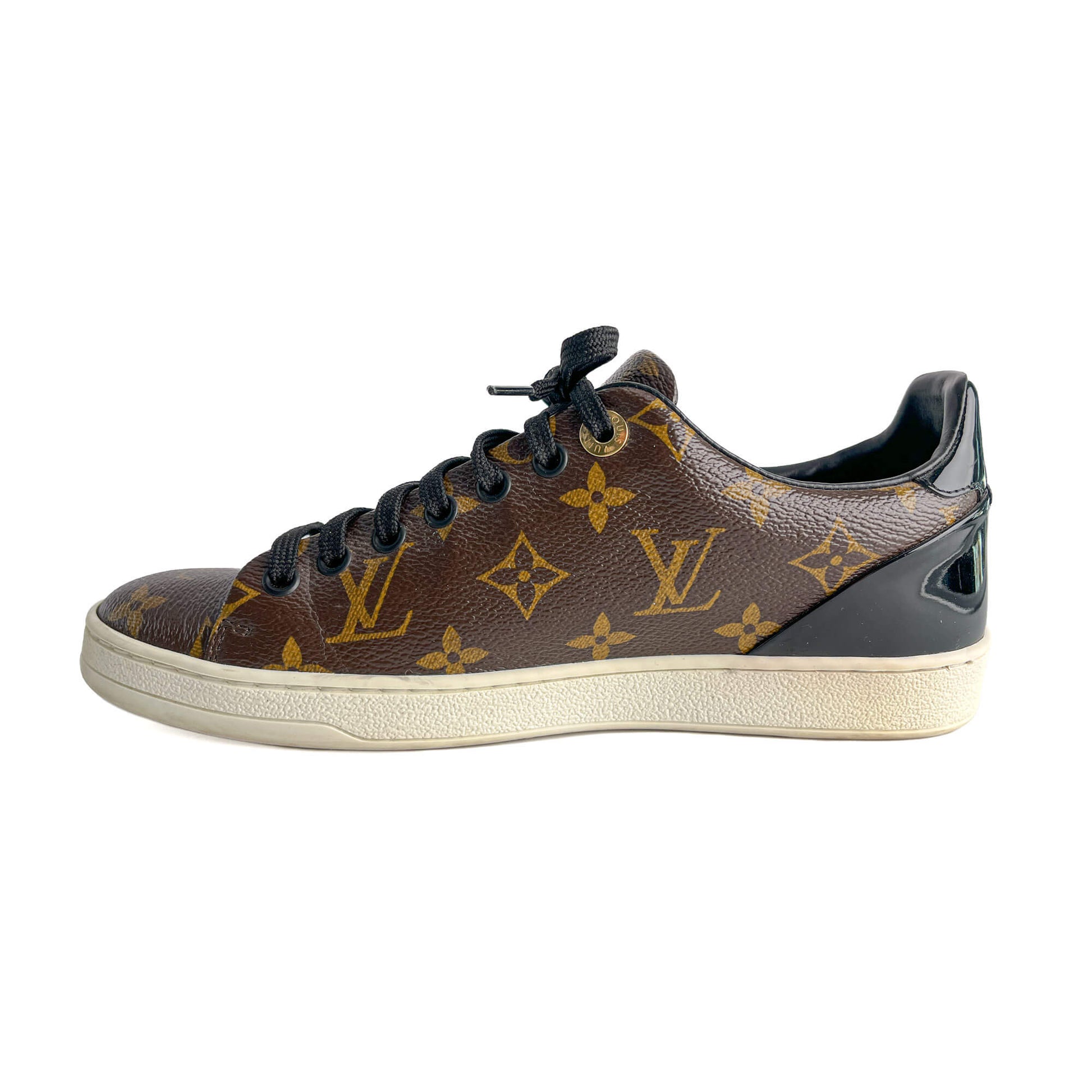 Second hand Louis Vuitton Frontrow Canvas Sneakers 38 Brown - Tabita Bags