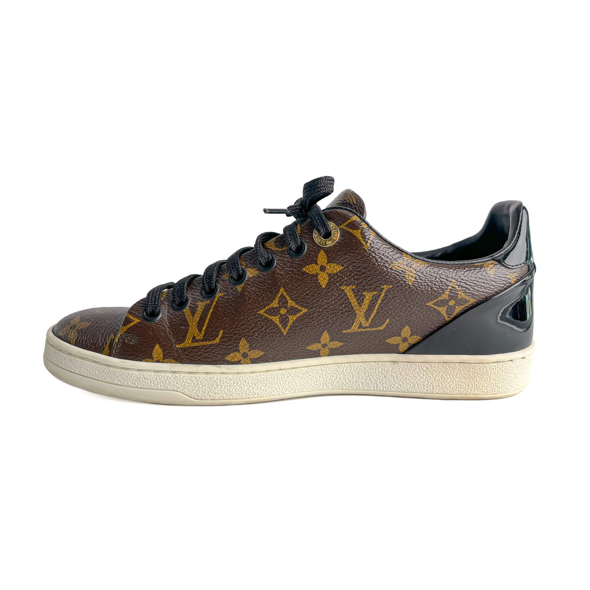 Second hand Louis Vuitton Frontrow Canvas Sneakers 38 Brown - Tabita Bags
