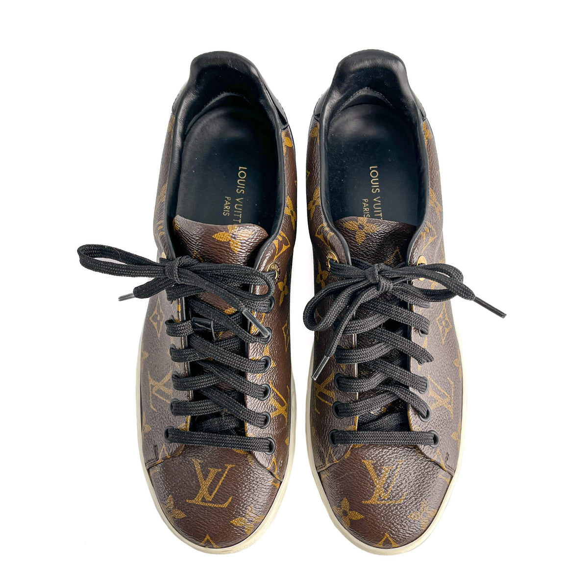 Second hand Louis Vuitton Frontrow Canvas Sneakers 38 Brown - Tabita Bags
