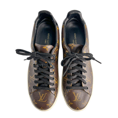 Second hand Louis Vuitton Frontrow Canvas Sneakers 38 Brown - Tabita Bags