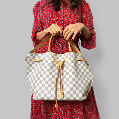 Second hand Louis Vuitton Girolata MM Canvas Tote Shoulder Bag Damier Azur - Tabita Bags
