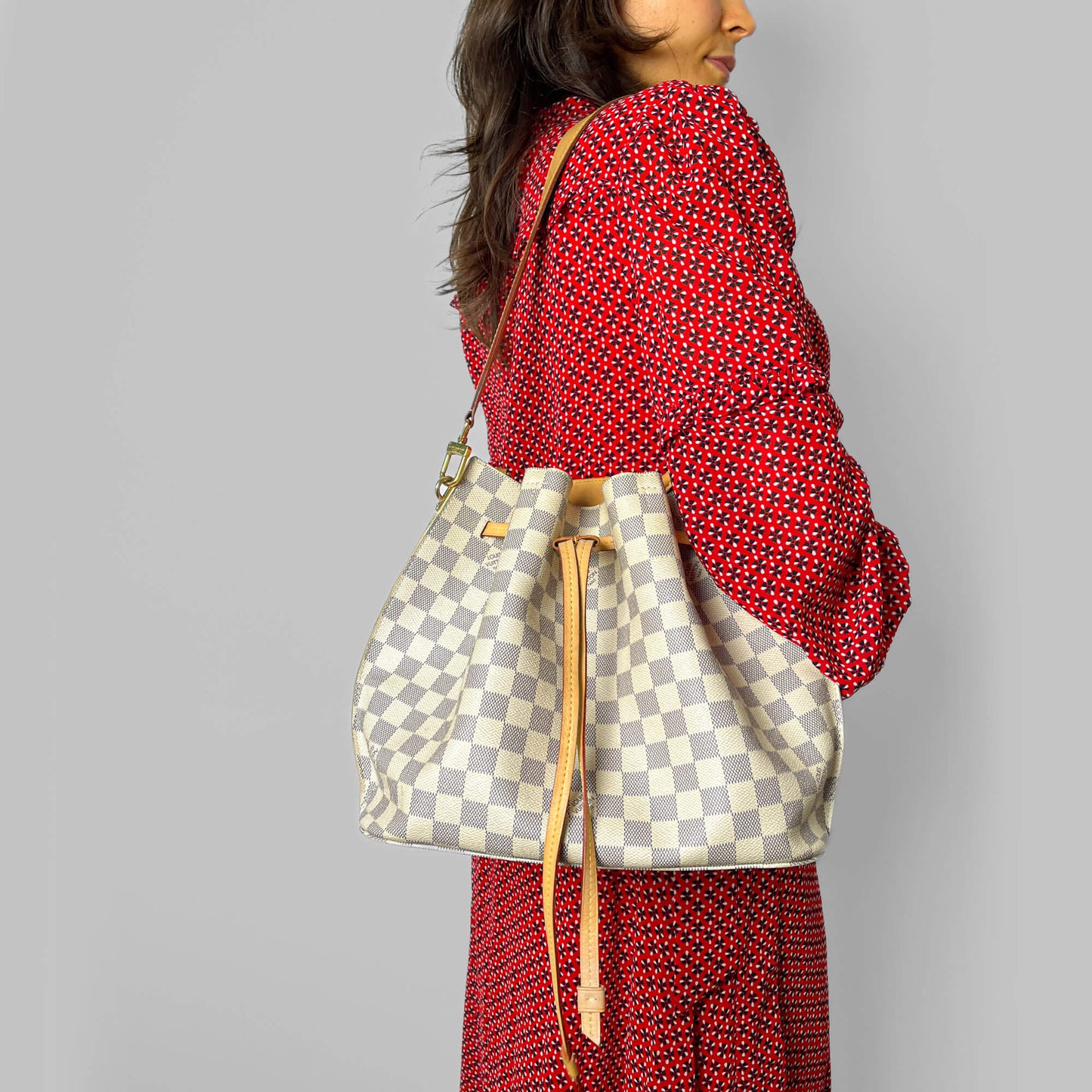 Second hand Louis Vuitton Girolata MM Canvas Tote Shoulder Bag Damier Azur - Tabita Bags