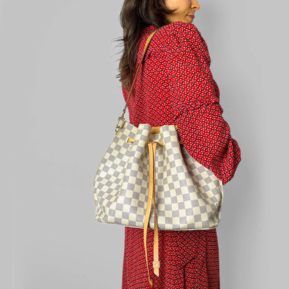 Second hand Louis Vuitton Girolata MM Canvas Tote Shoulder Bag Damier Azur - Tabita Bags