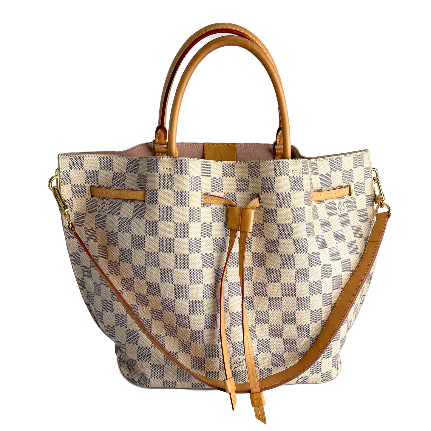 Second hand Louis Vuitton Girolata MM Canvas Tote Shoulder Bag Damier Azur - Tabita Bags