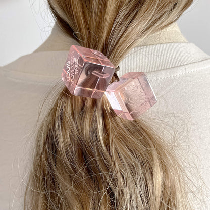 Second hand Louis Vuitton Hair Elastic Cubes Elastic & Metal Hair Accessory Pink - Tabita Bags