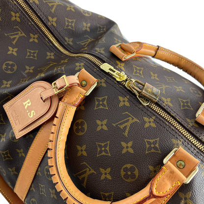 Second hand Louis Vuitton Keepall 60 Canvas Weekender Shoulder Bag Brown - Tabita Bags