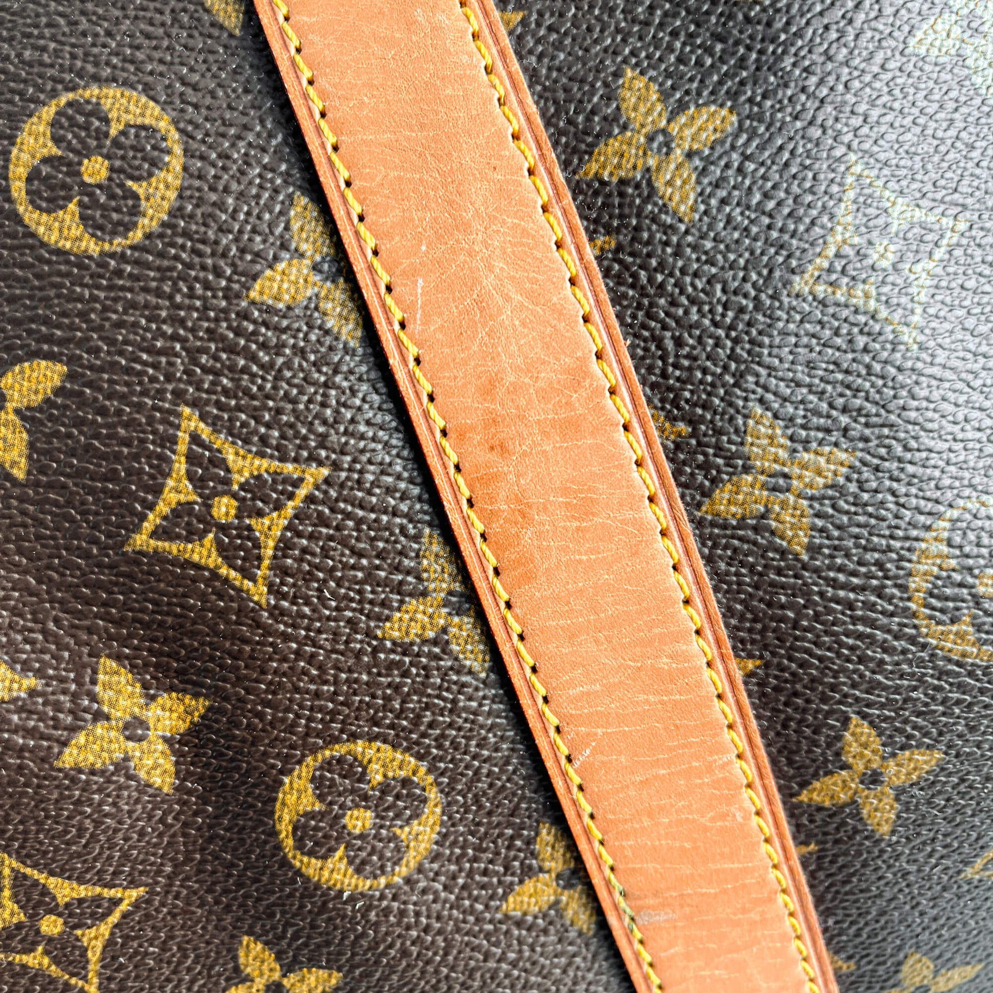 Second hand Louis Vuitton Keepall 60 Canvas Weekender Shoulder Bag Brown - Tabita Bags