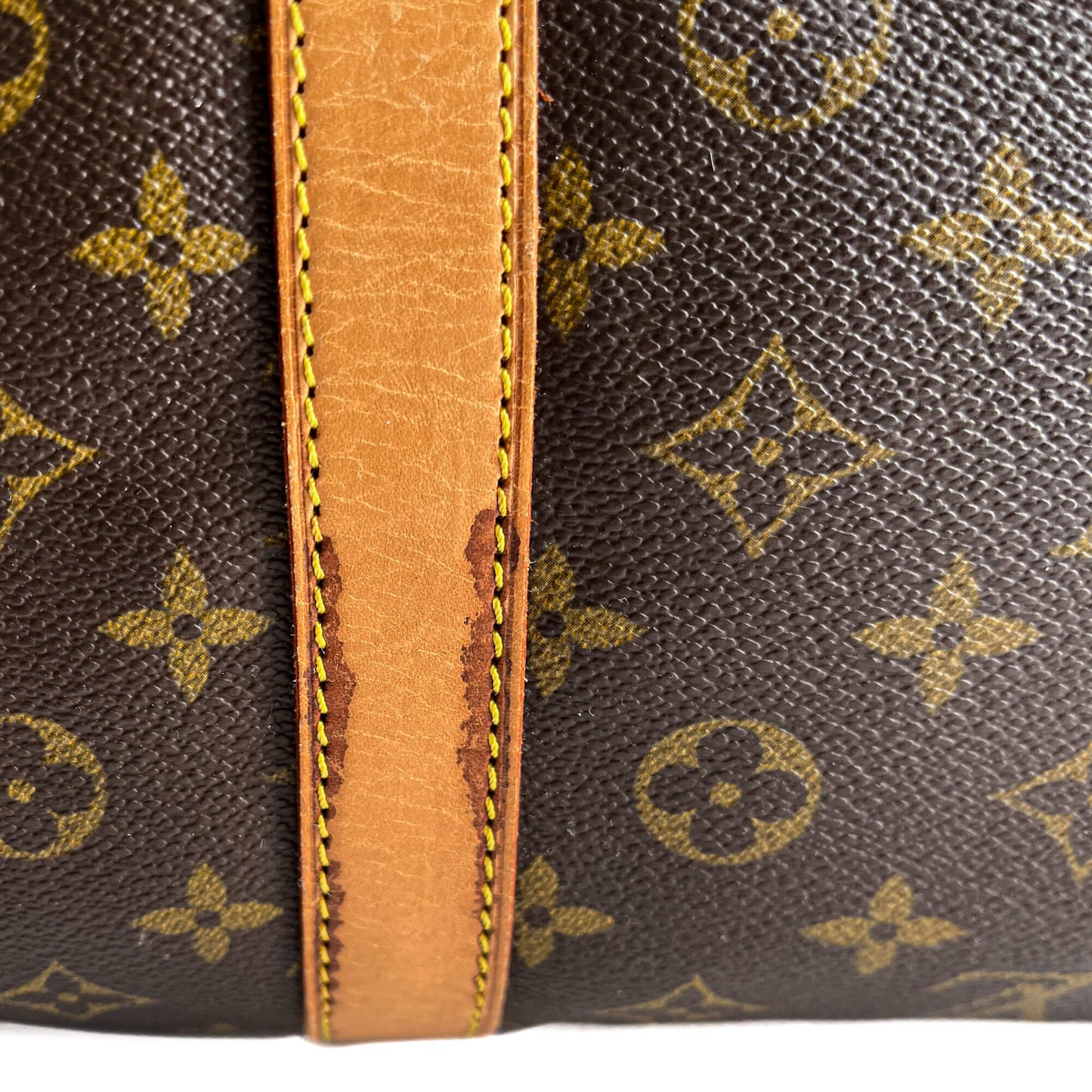 Second hand Louis Vuitton Keepall 60 Canvas Weekender Shoulder Bag Brown - Tabita Bags