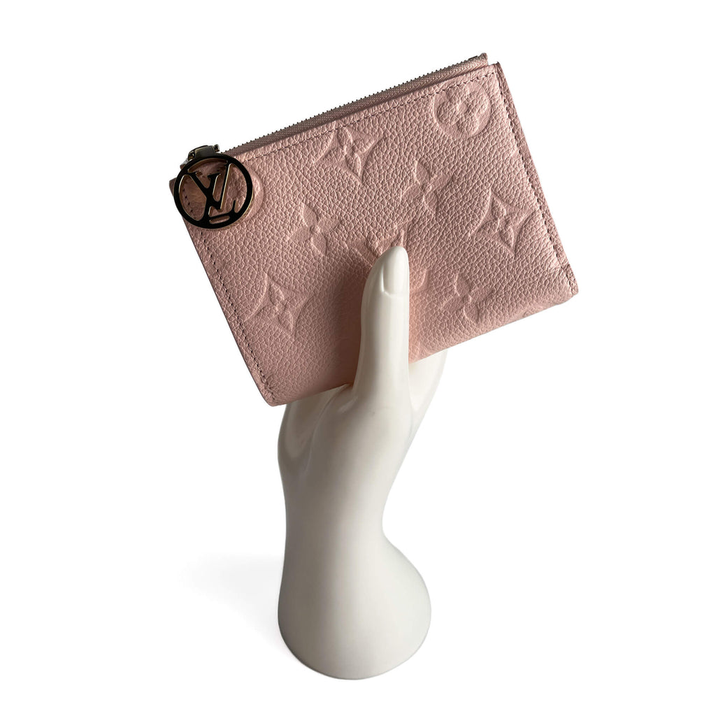 Second hand Louis Vuitton Lisa Calfskin Grained Leather Empreinte Folding Wallet Pink - Tabita Bags