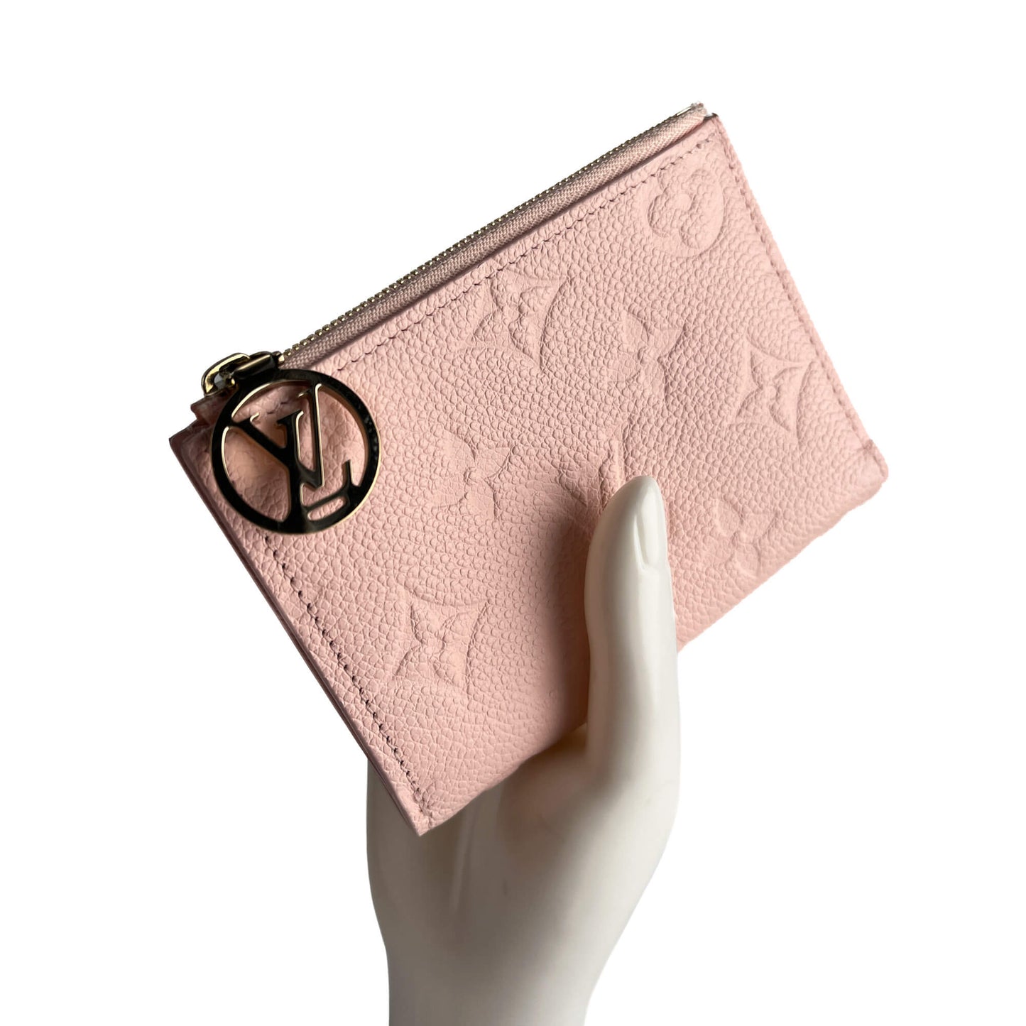 Second hand Louis Vuitton Lisa Calfskin Grained Leather Empreinte Folding Wallet Pink - Tabita Bags