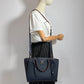 Second hand Louis Vuitton LockMeTo Calfskin Grained Leather 2-Ways Tote Bag Navy - Tabita Bags