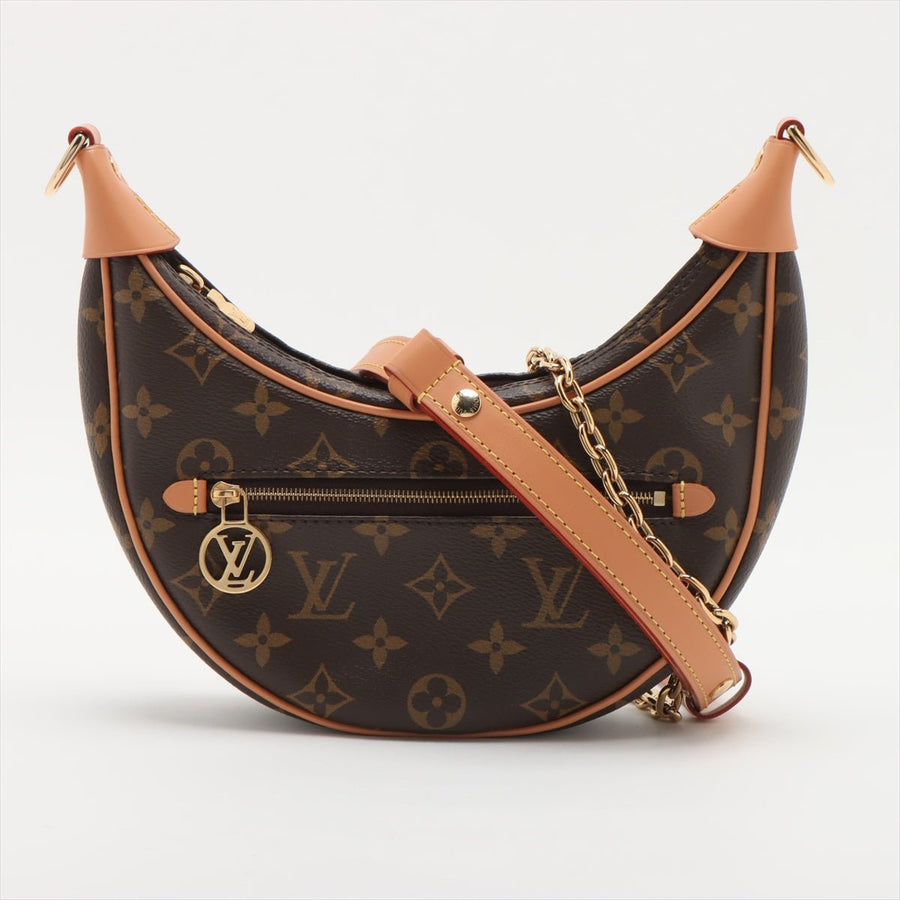 Second hand Louis Vuitton Loop Canvas Hobo Shoulder Bag Brown - Tabita Bags