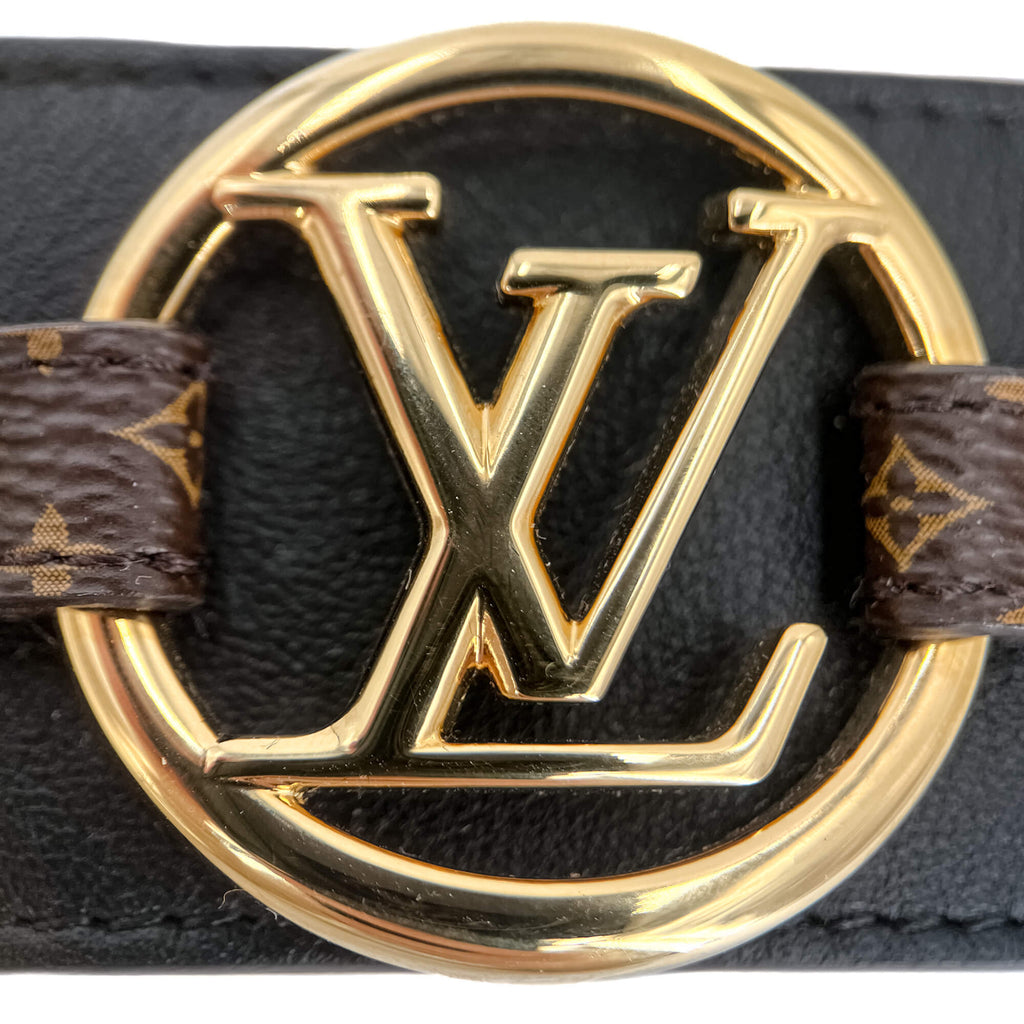 Second hand Louis Vuitton Louise Leather & Fabric Bracelet 17 Black - Tabita Bags