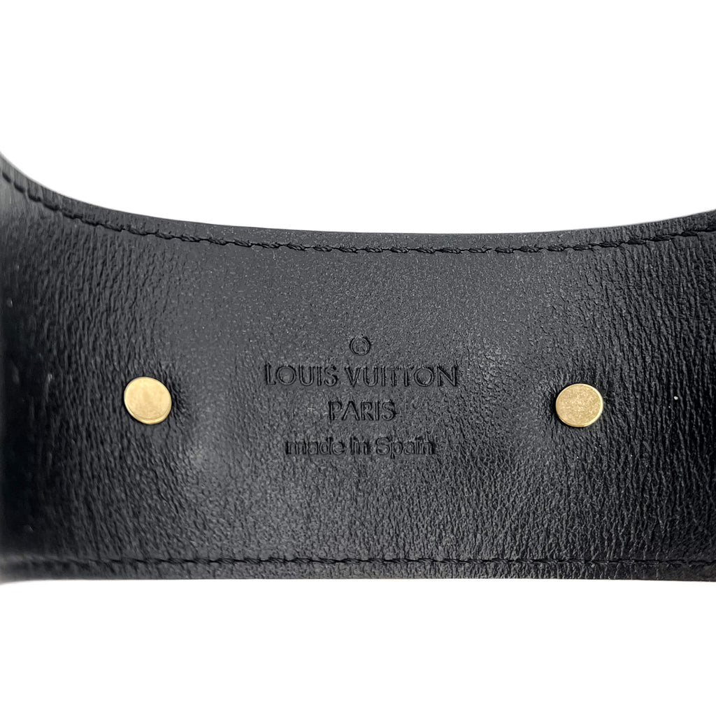 Second hand Louis Vuitton Louise Leather & Fabric Bracelet 17 Black - Tabita Bags